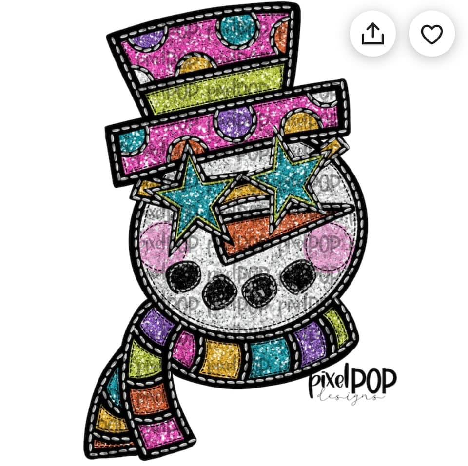 Glitter snowman colorful