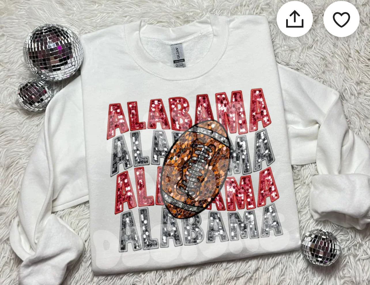 Alabama faux embroidery glitter