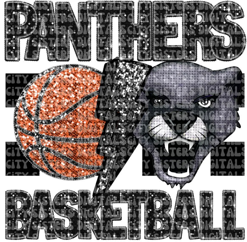 Panthers basketball FAUX glitter