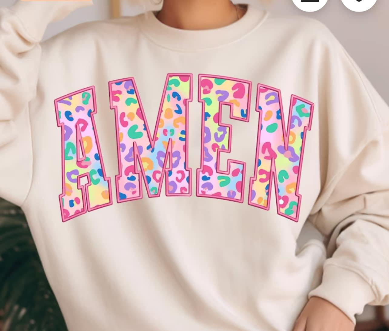 Amen faux embroidery