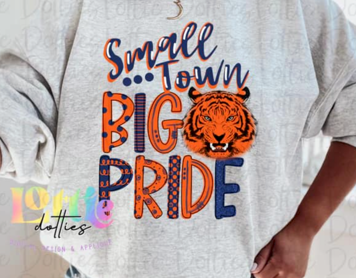 Small Town Big Pride Orange/Blue Tiger
