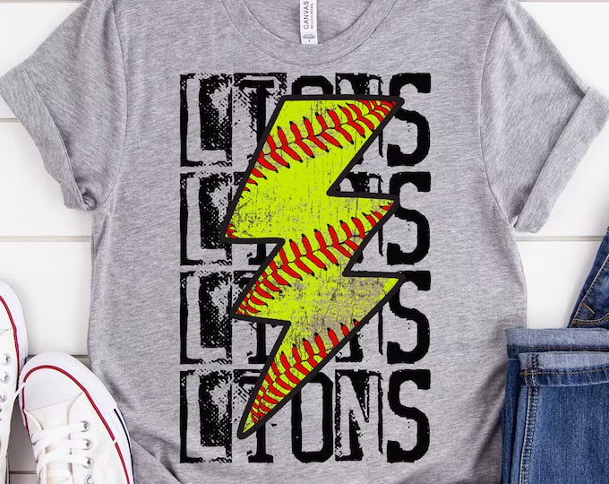Lions softball lightning bolt