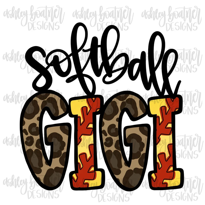 Softball GiGi leopard letters