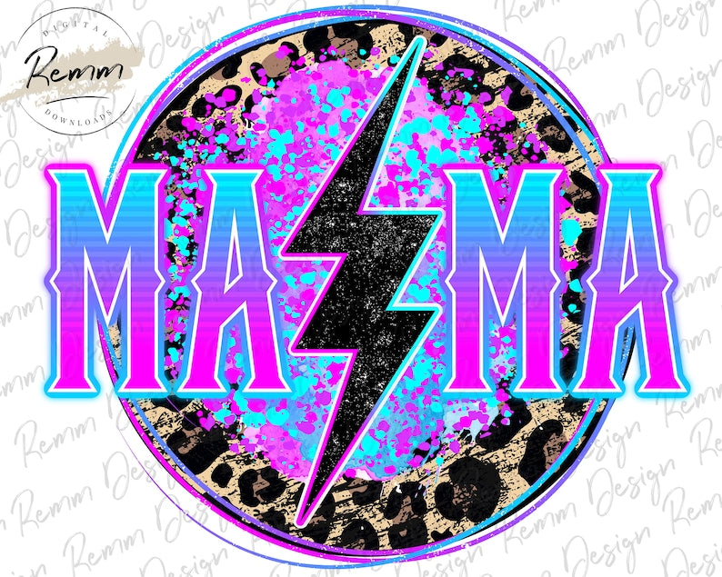 Mama rockstar leopard lightning bolt