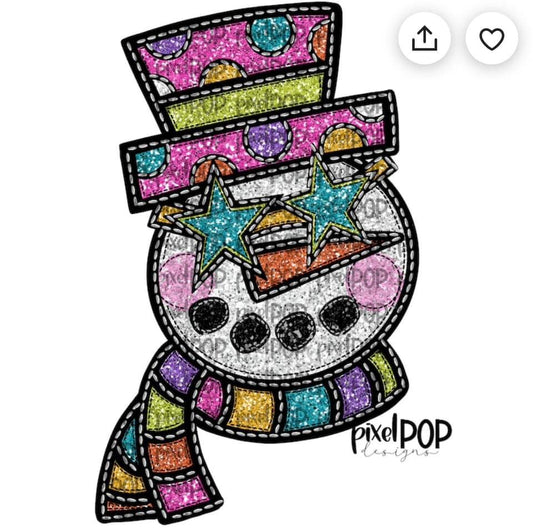 Glitter snowman colorful