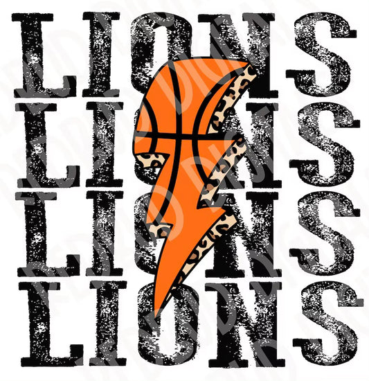 Lions basketball leopard lightning bolt
