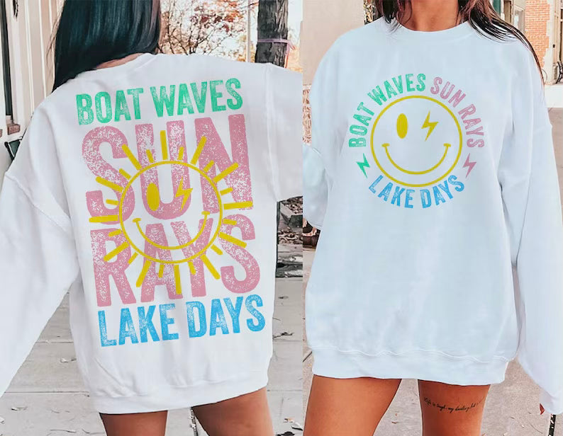 Boat waves sun rays lake days
