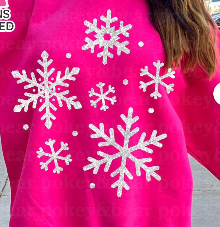 Silver faux glitter snowflakes