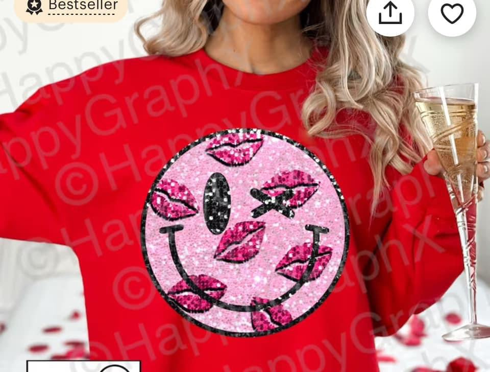 Glitter valentine smiley