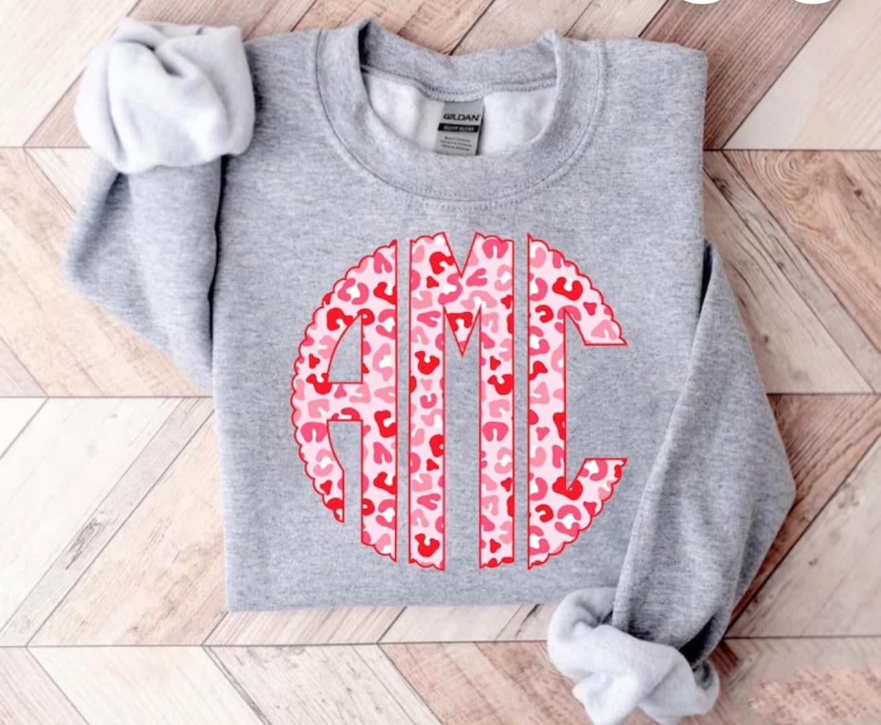 Pink/red leopard monogram