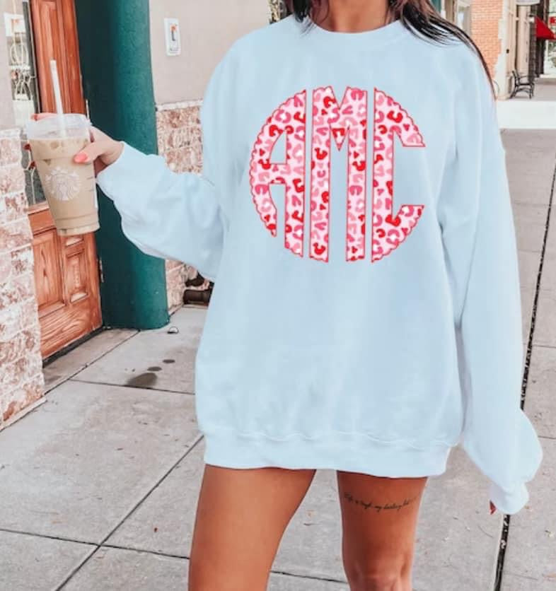 Pink/red leopard monogram