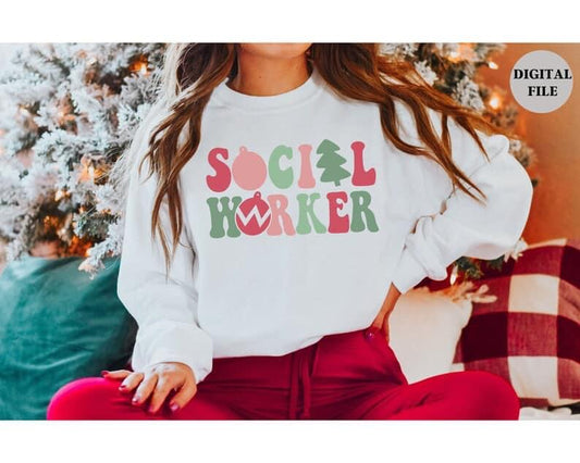 SOCIAL WORKER Holiday Retro Christmas Font
