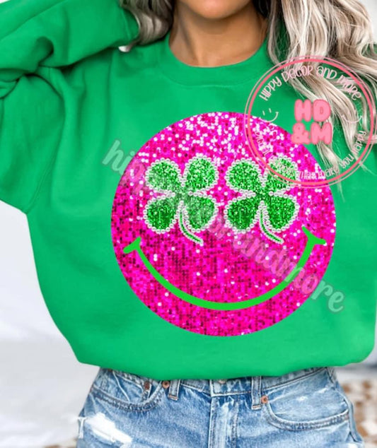 St Patricks Day faux glitter smiley