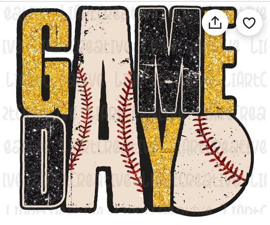 Game Day Black/Gold faux glitter