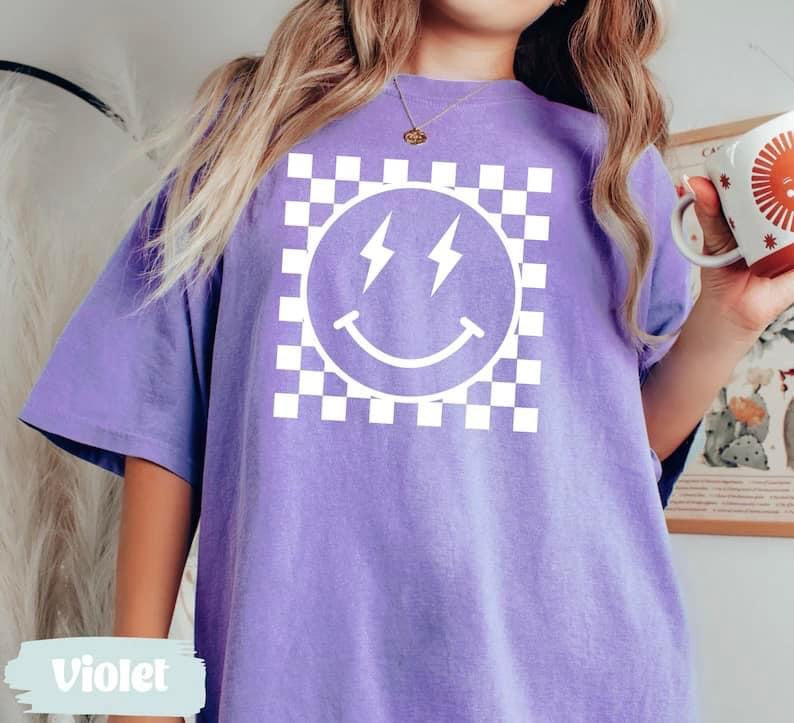 Comfort color checkered smiley