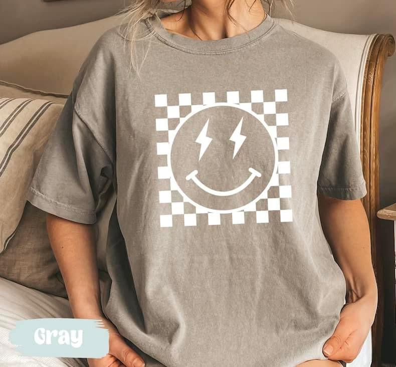 Comfort color checkered smiley