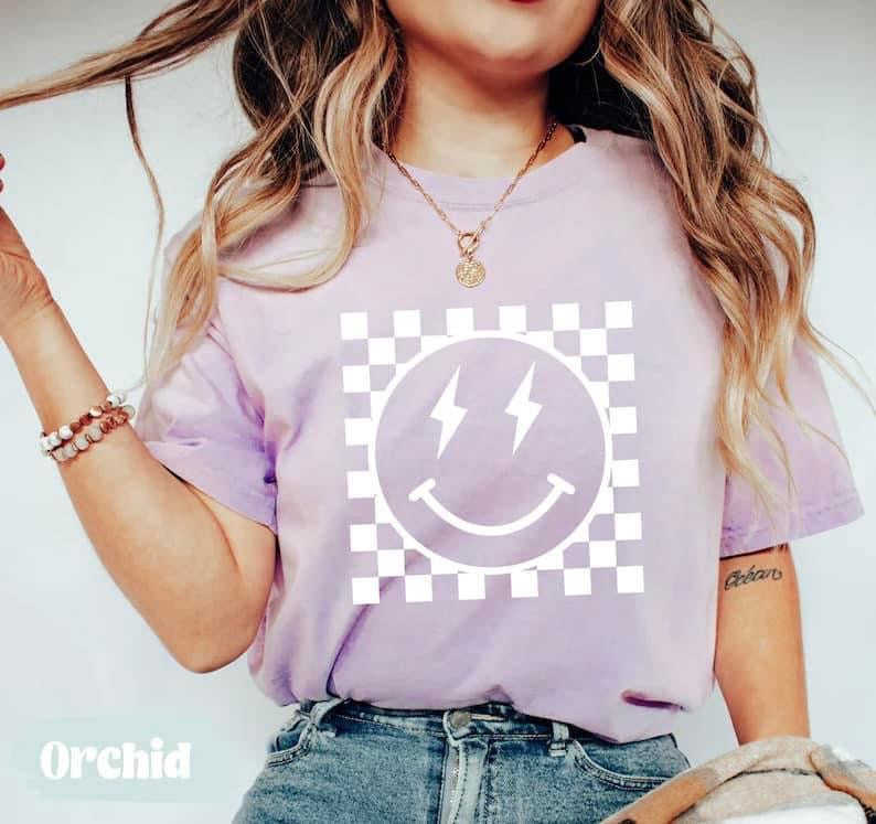 Comfort color checkered smiley