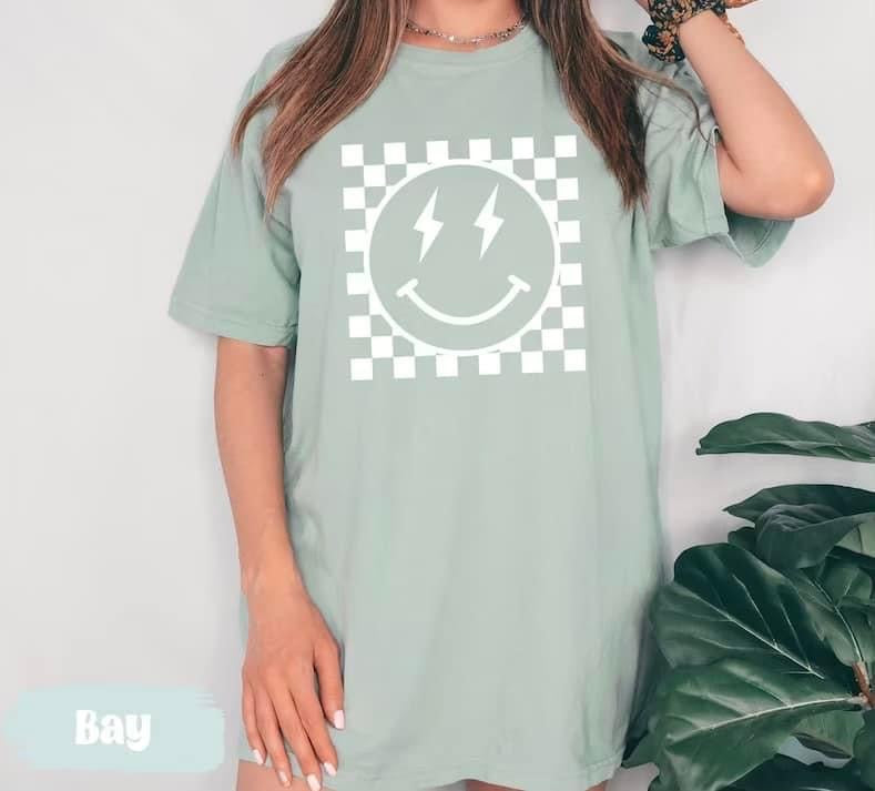 Comfort color checkered smiley