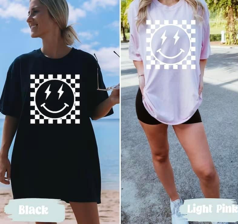 Comfort color checkered smiley