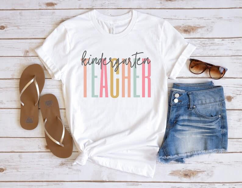Kindergarten teacher colorful