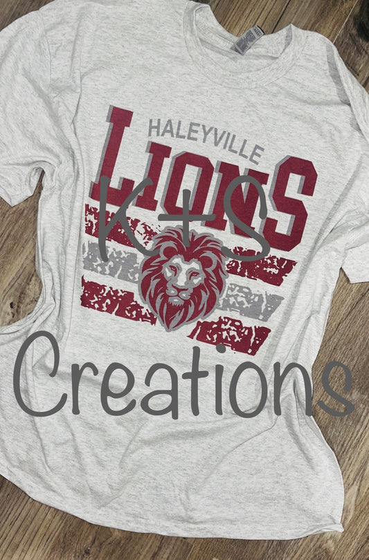 Custom retro Haleyville Lions distressed mascot