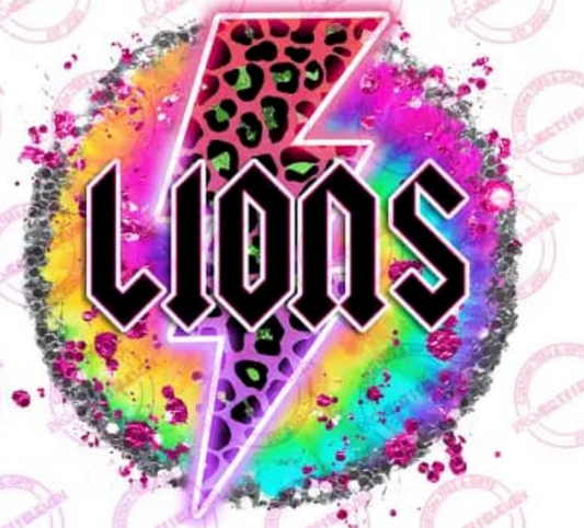 Lions Tie-Dye/Cheetah Lightning Bolt