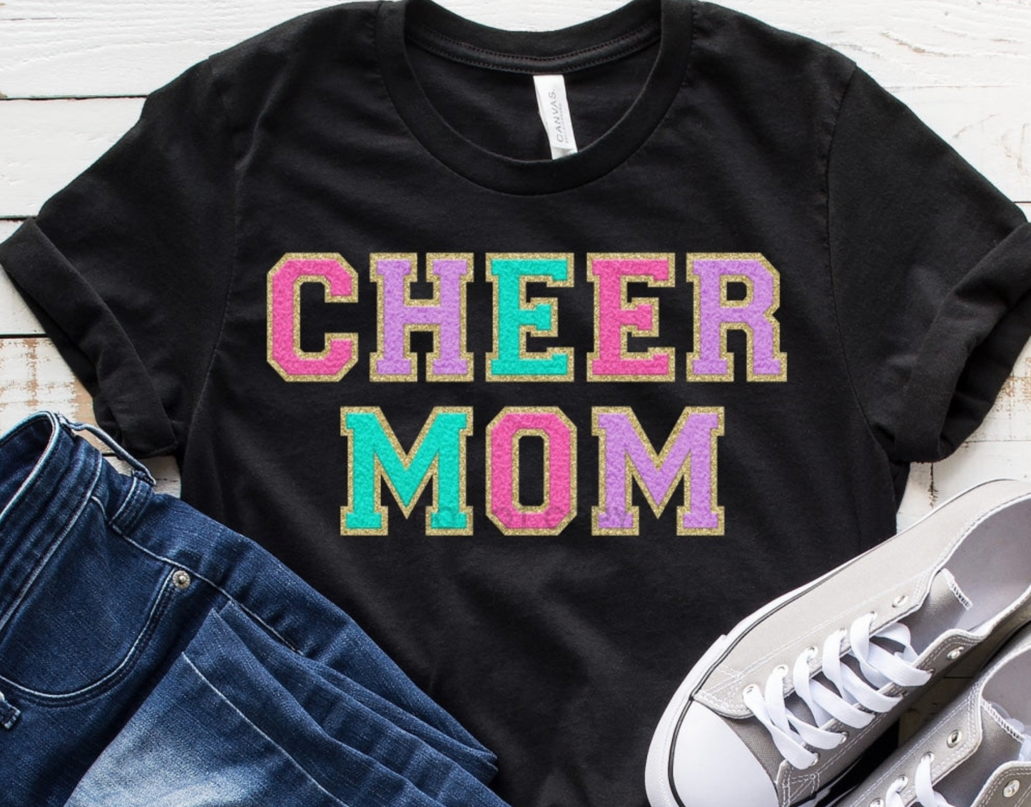 CHEER MOM Chenille Patch Top