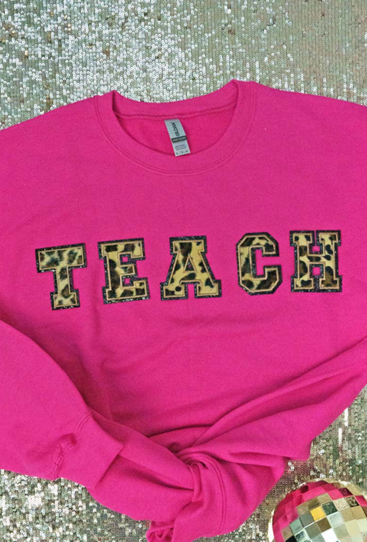 Leopard TEACH Chenille Patch Top