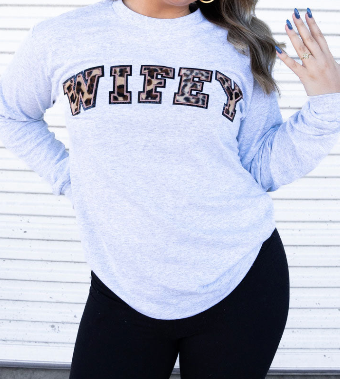 Leopard WIFEY Chenille Patch Top