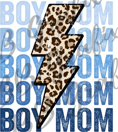 Boy mom leopard lightning bolt