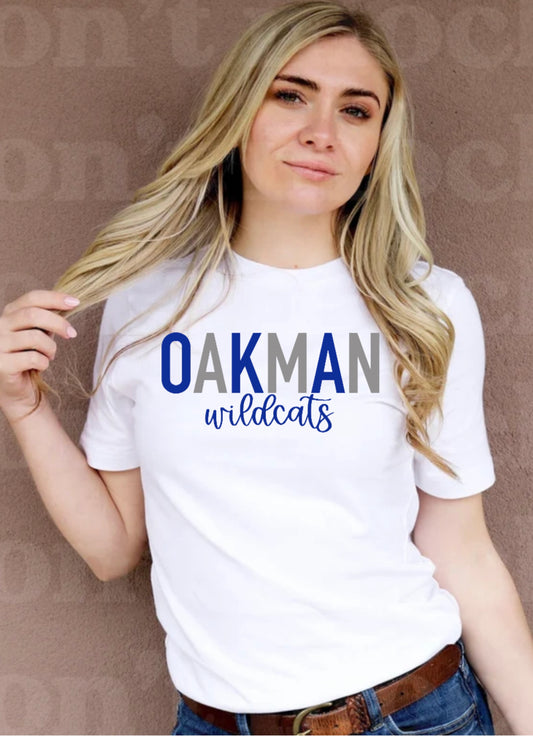 Oakman wildcats blue/grey font