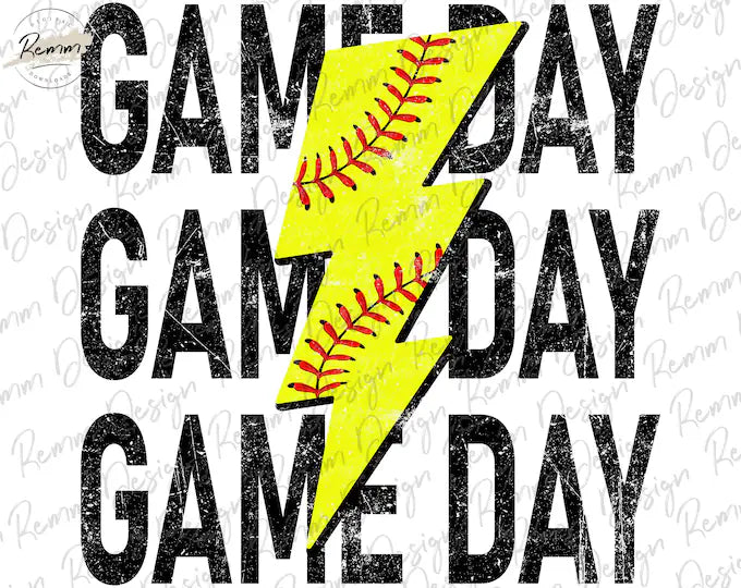 GAMEDAY lightning bolt softball