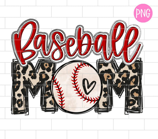 Baseball mom leopard red