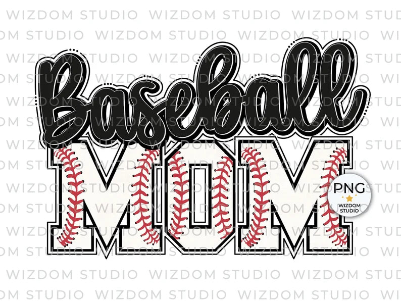 Baseball mom black baseball print