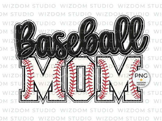 Baseball mom black baseball print