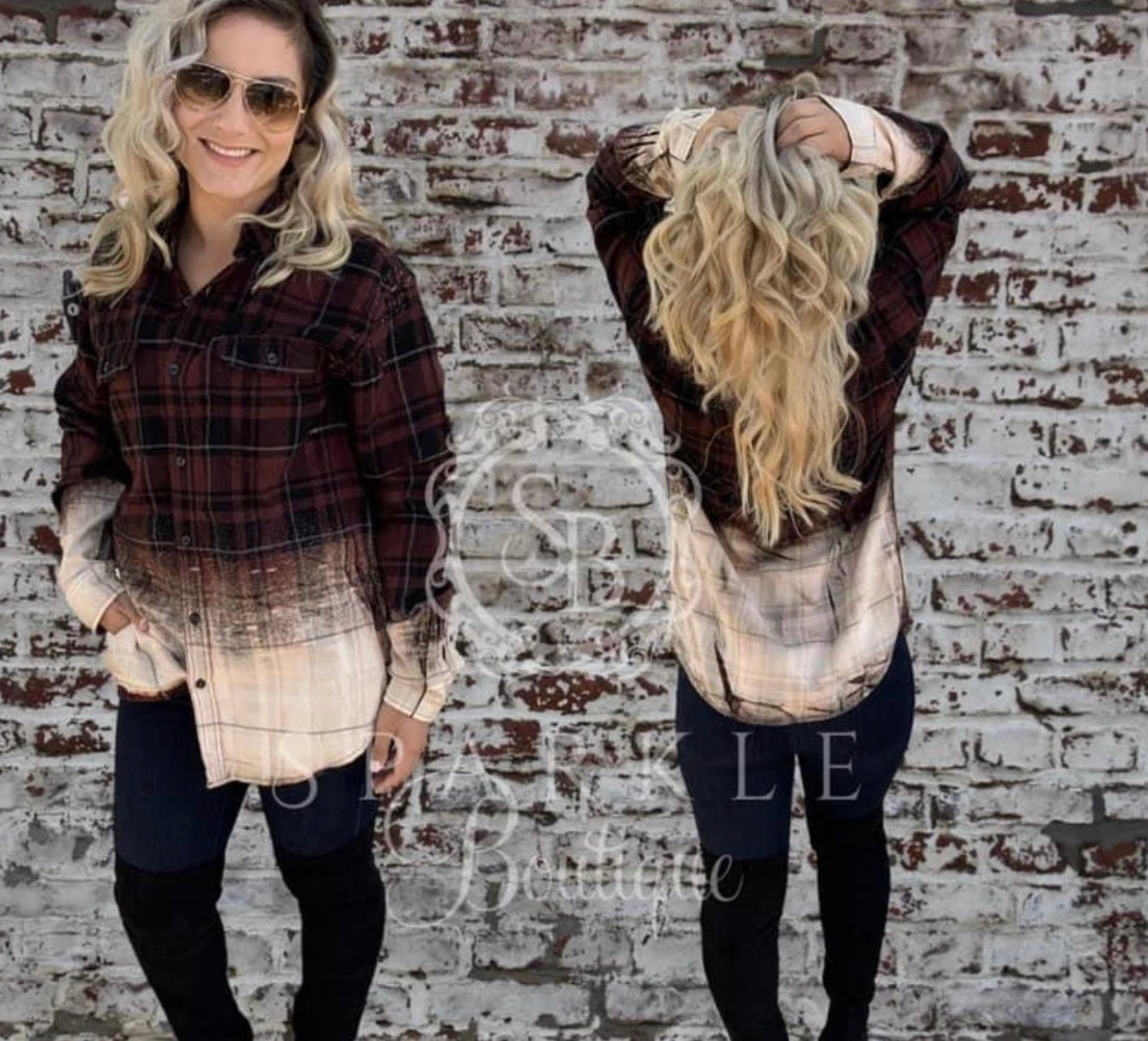 Burgundy/Black Striped Flannel