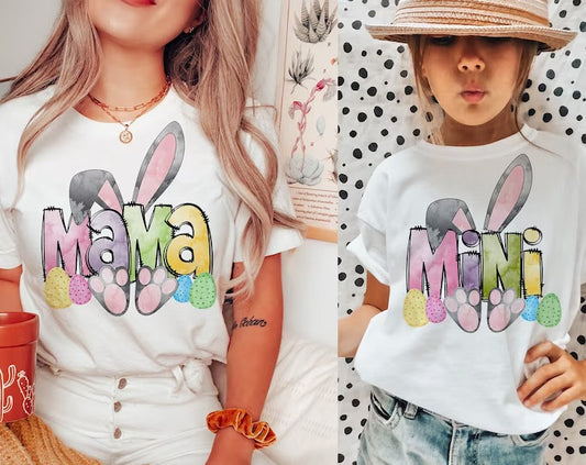 Mama/mini watercolor bunny