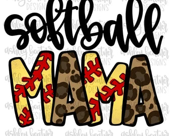 Softball Mama leopard letters