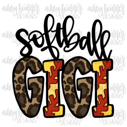 Softball GiGi leopard letters