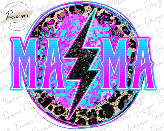 Mama rockstar leopard lightning bolt